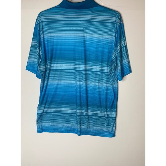 Ben Hogan Performance Mens Polo Shirt L Blue Striped Short Sleeve Golf Activewea - Picture 3 of 4